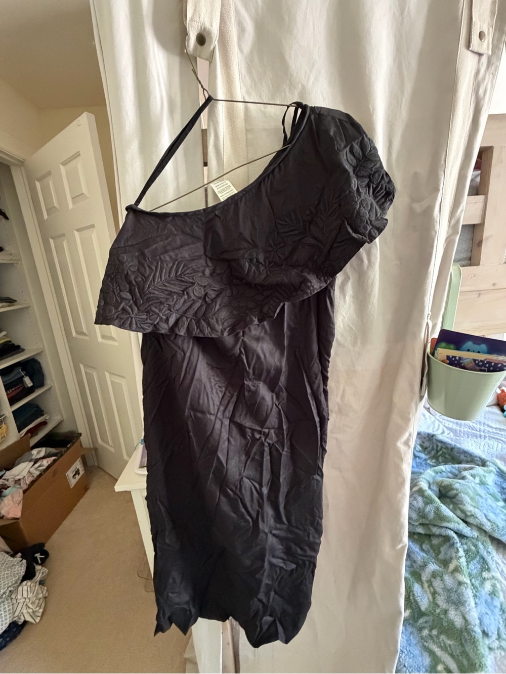 Mara Hoffman Black One-Shoulder Ruffle Dress